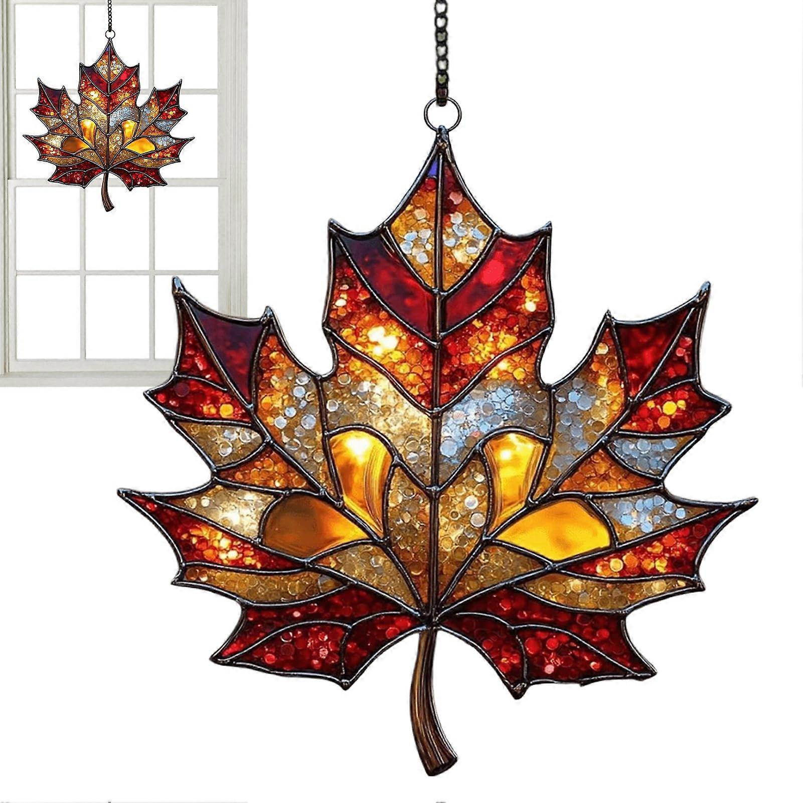 Sun Catcher Maple Leaf Acrylic Pendant for Window Decor, Fall Hanging Art for Home Garden