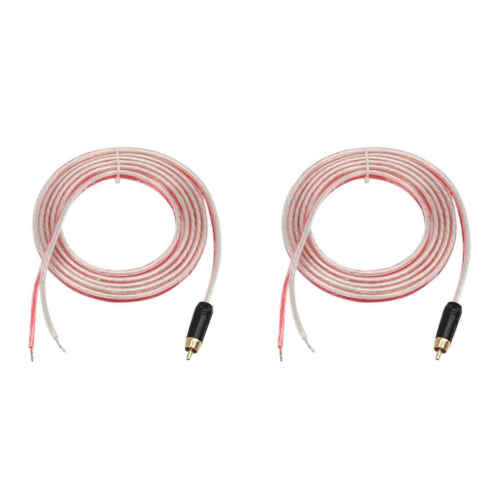 2X Replacement Repair Speaker Bare Wire Cable 5Ft with RCA Plug to Stripped Ends