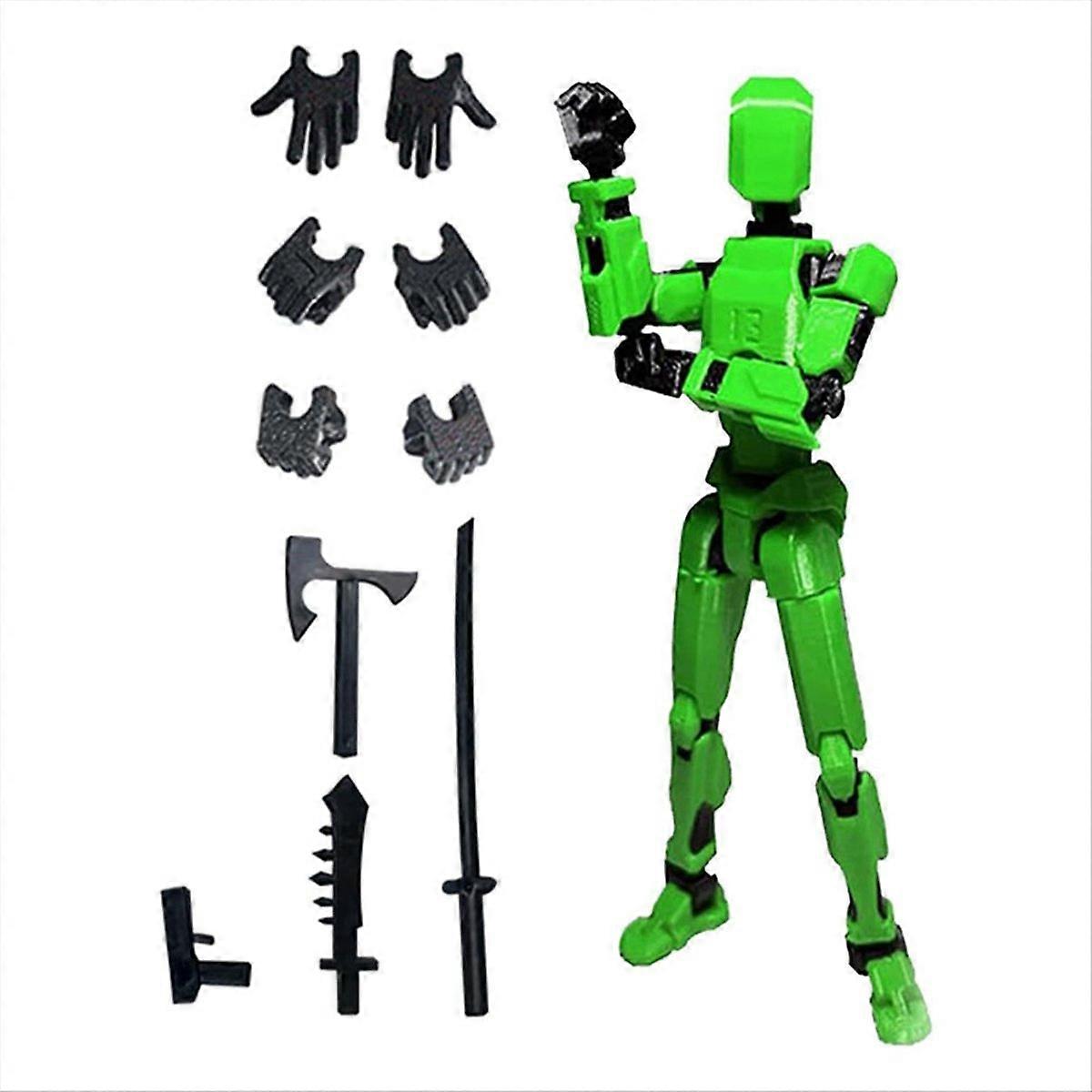 Robot Action Figure, 3D Printed with Full Articulation Green