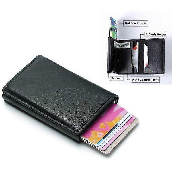 RFID-Secure Leather Jacket Card Holder Slides Out 8 Cards Custom Dark Brown