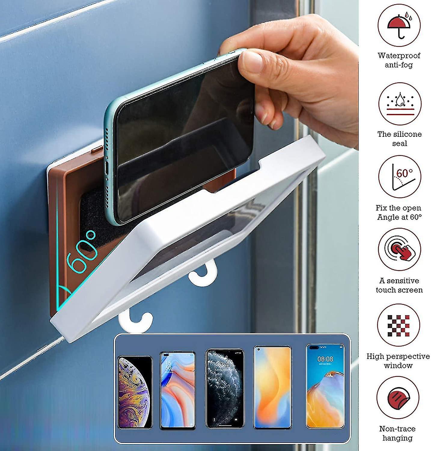Waterproof Shower Phone Holder Wall Mounted Mobile Phone Stand Bathroom