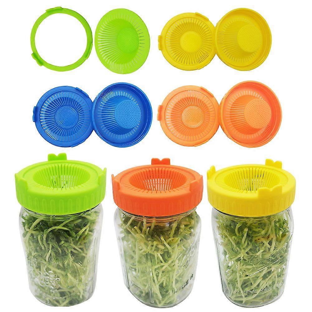 4Pcs Easy Rinse and Drain Plastic Sprouting Lids for Wide Mouth Jars