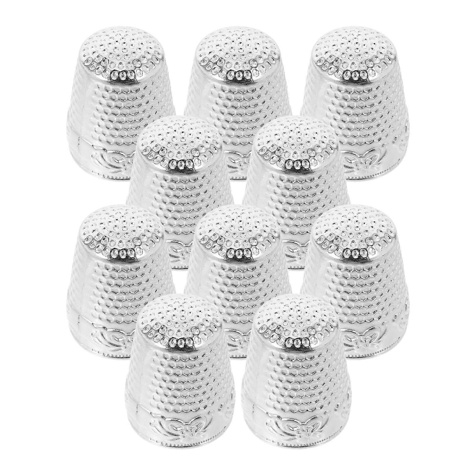 Silver Sewing Thimbles Finger Protector for Embroidery Use 10Pcs