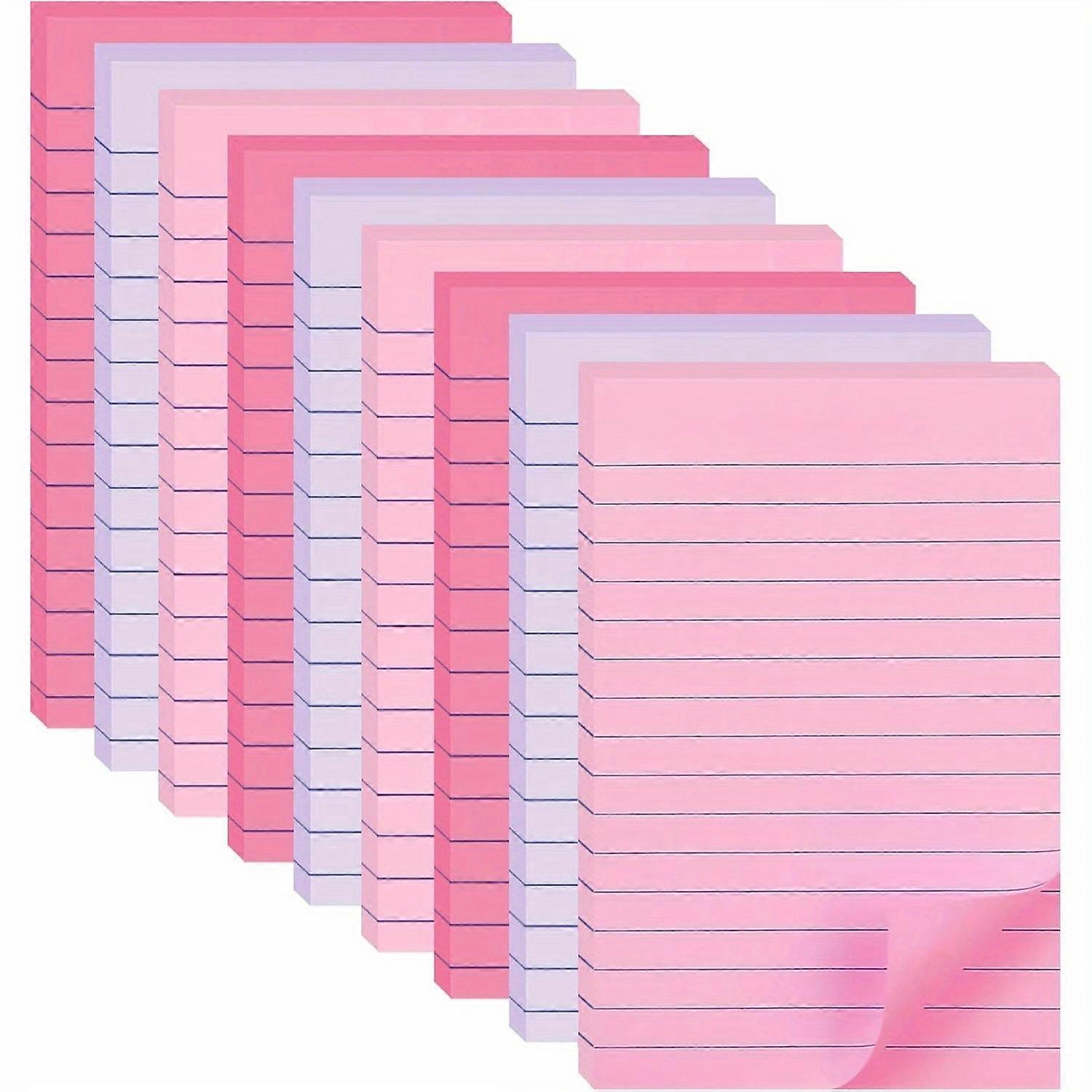 9 Pack A6 Sticky Notes with Lined Pages- Pastel Pink&Blue-Green Color Options, to-Do Lists,Task Management,Decorative Stationery