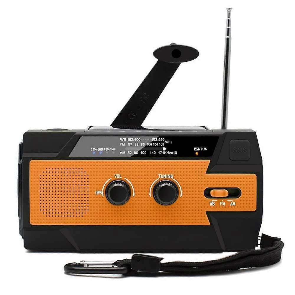 Emergency Weather Radio with NOAA Alerts, Solar Hand Crank, 4000mAh, Flashlight, Orange
