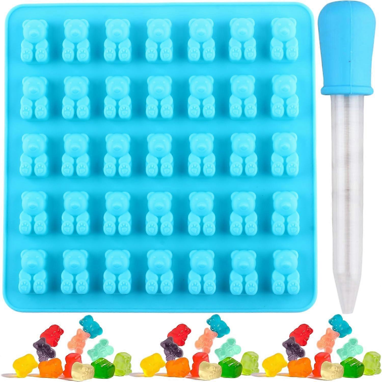 Large Gummy Bear Silicone Candy Mold with Dropper, 35 Cavity Nonstick Easy Release