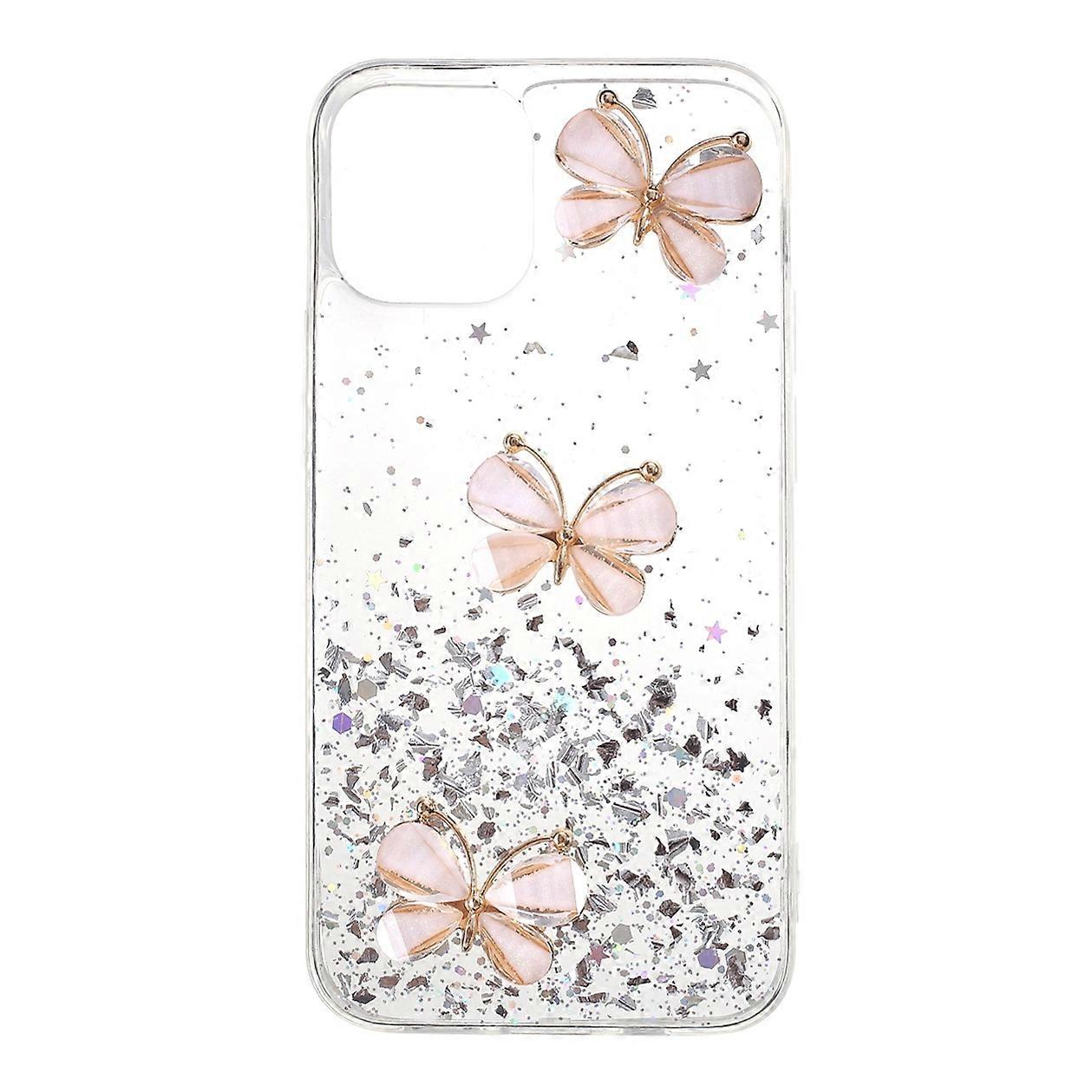 3D Butterfly Pattern Epoxy TPU Back Case for iPhone 12 Pro/12