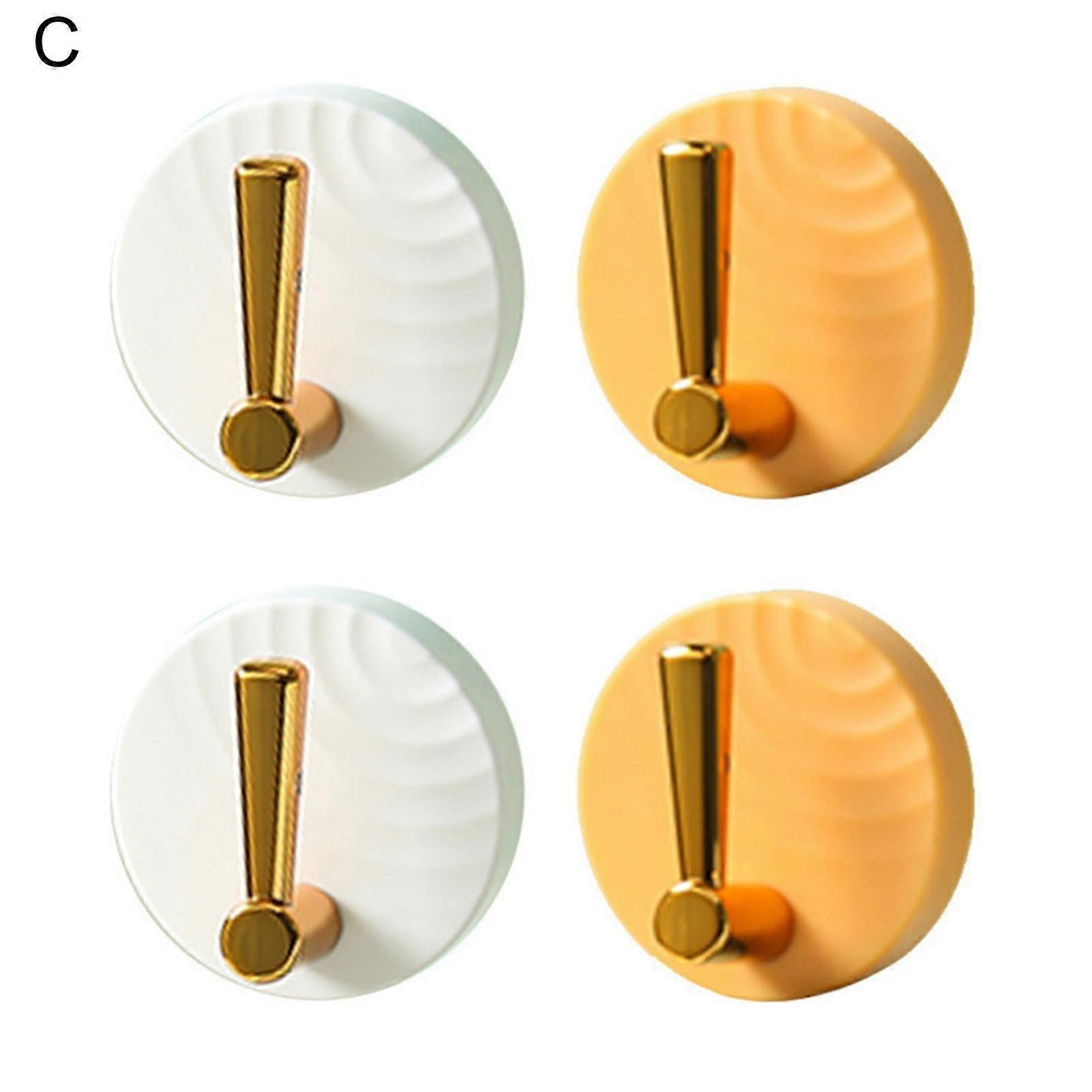 4pcs Modern Adhesive Hook Electroplating Strong Bearing Capacity Home Organization Solid Color Wall Hanger For Kitchen