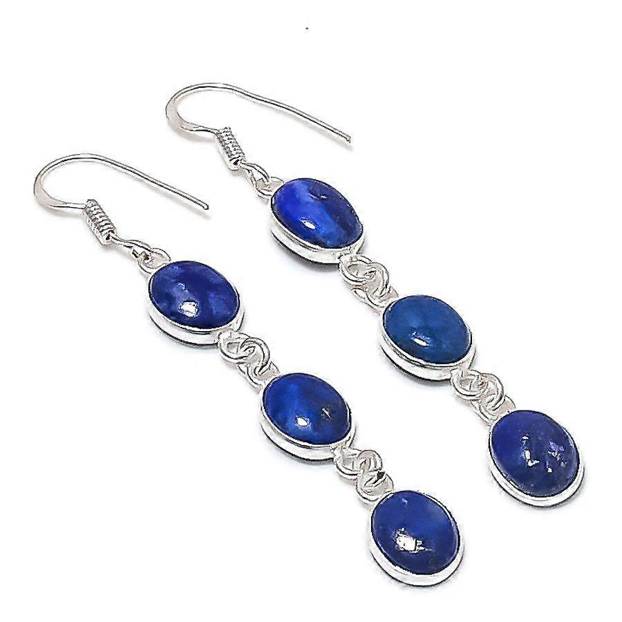 Lapis Lazuli Gemstone 925 Sterling Silver Earring 2.56"