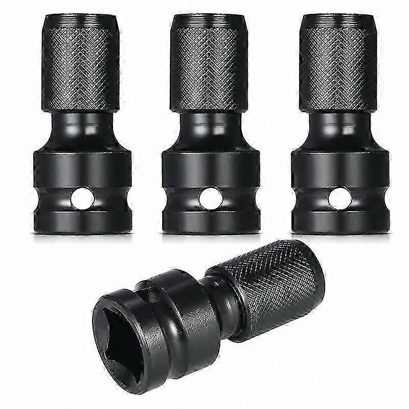 4-Piece 1/2" Square to 1/4" Hex Socket Adapter Set for Quick Release Ratchet Wrench Conversion