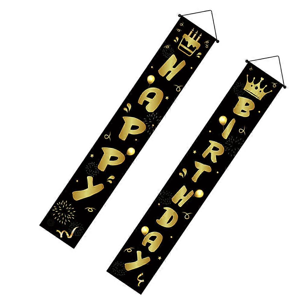 Door Hanging Banner Birthday for Decoration 1Pair Polyester