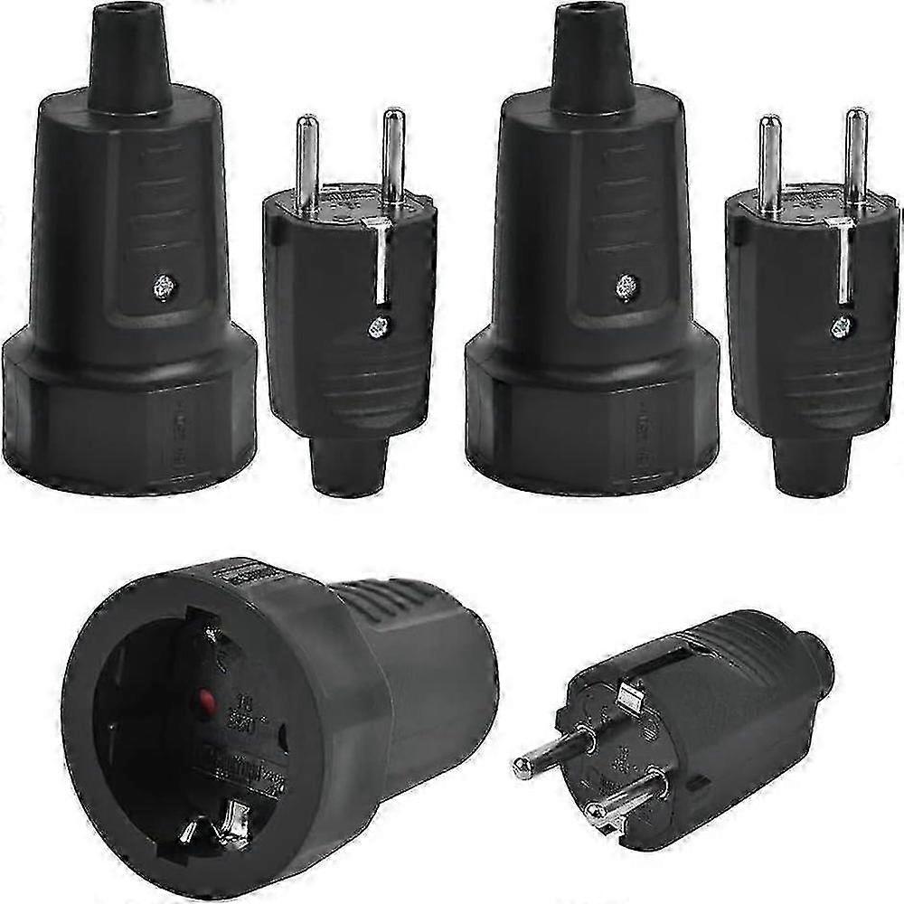of 3 IP44 Waterproof 2-Pin 16A Electrical Plug and Socket Connectors
