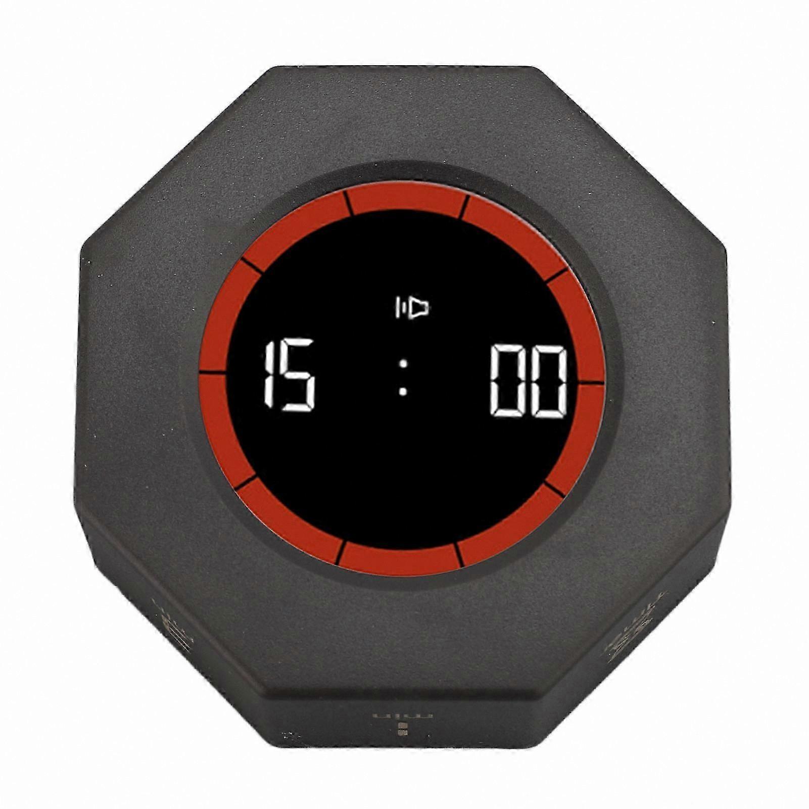 Black Octagon Timer Cube with G Sensor, 1-90 Minute Countdown, 5.8x5.8x2.8cm Size for Desk Use