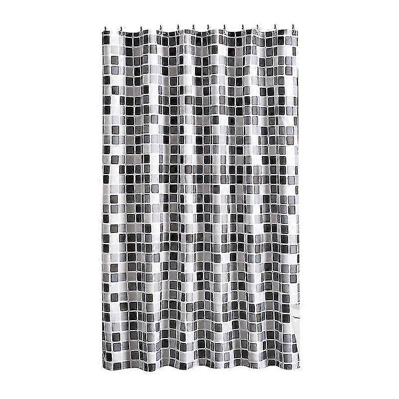 Mosaic Pattern Thick Waterproof Shower Curtain with Hooks, Durable Moldproof Bathroom Decor, Multiple Sizes