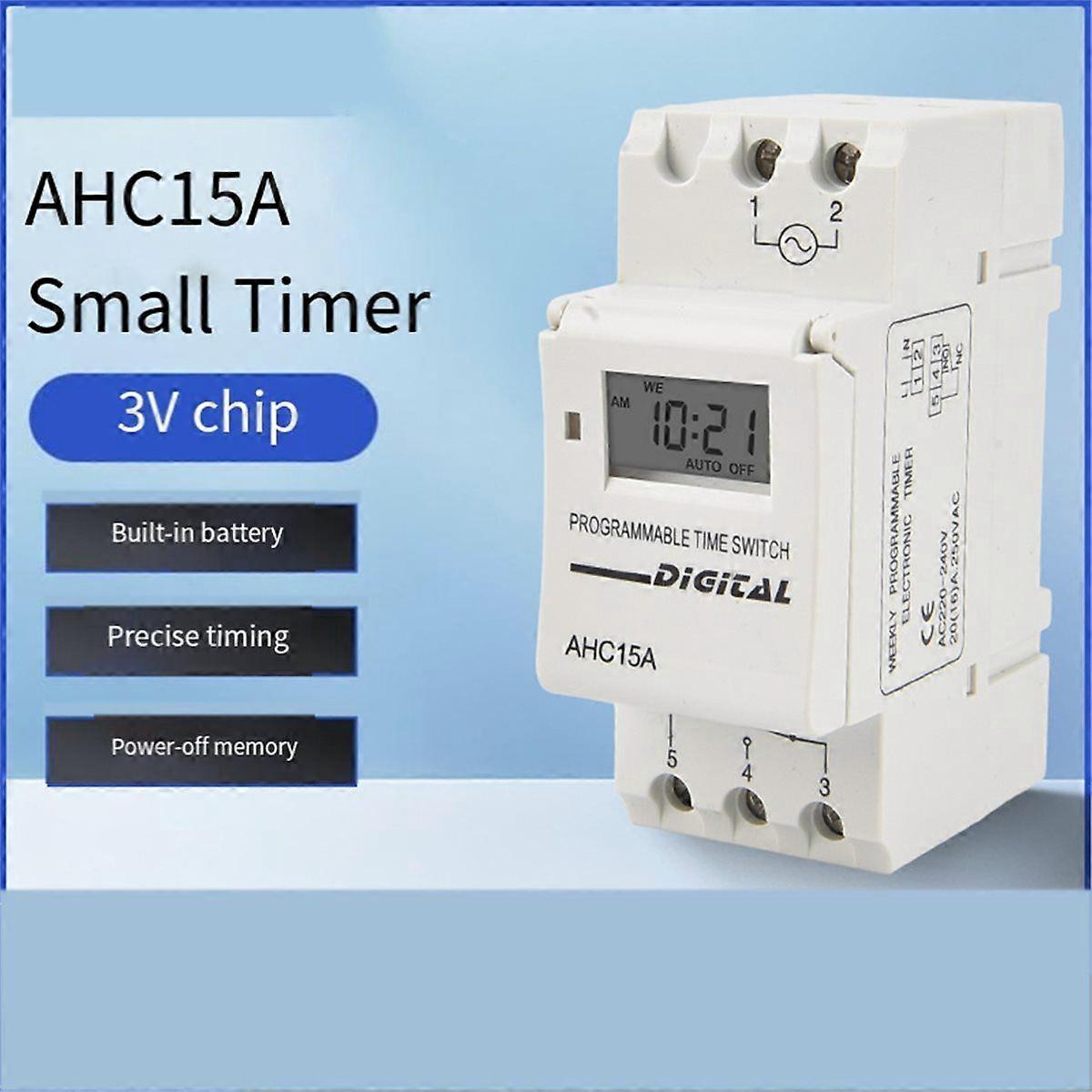 220V Miniature Time Switch Timer AHC15A Fully Automatic Electronic Time Controller Timer