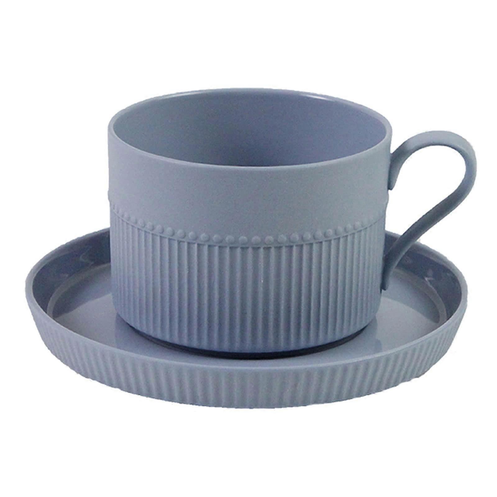 Ceramic Coffee Cup with Saucer, Striped Espresso Cup Set, Elegant Design, Microwave Safe