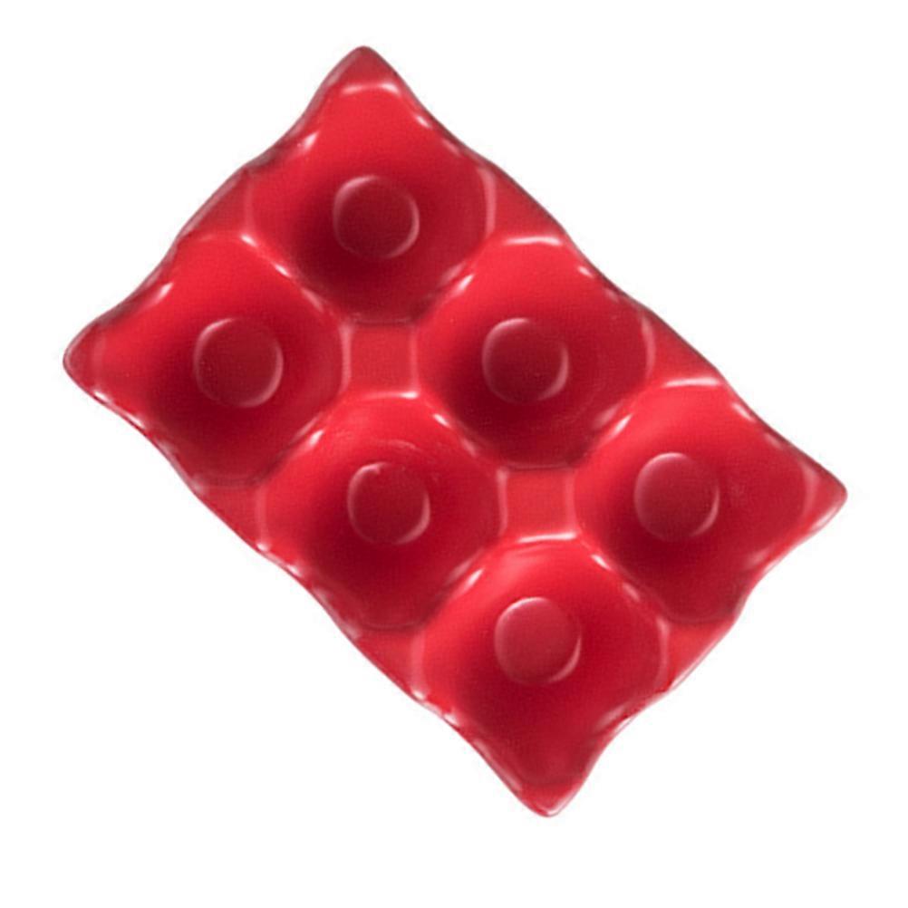 Red Ceramic Egg Holder for Eggs Storage with 6 Grids and Shockproof Function