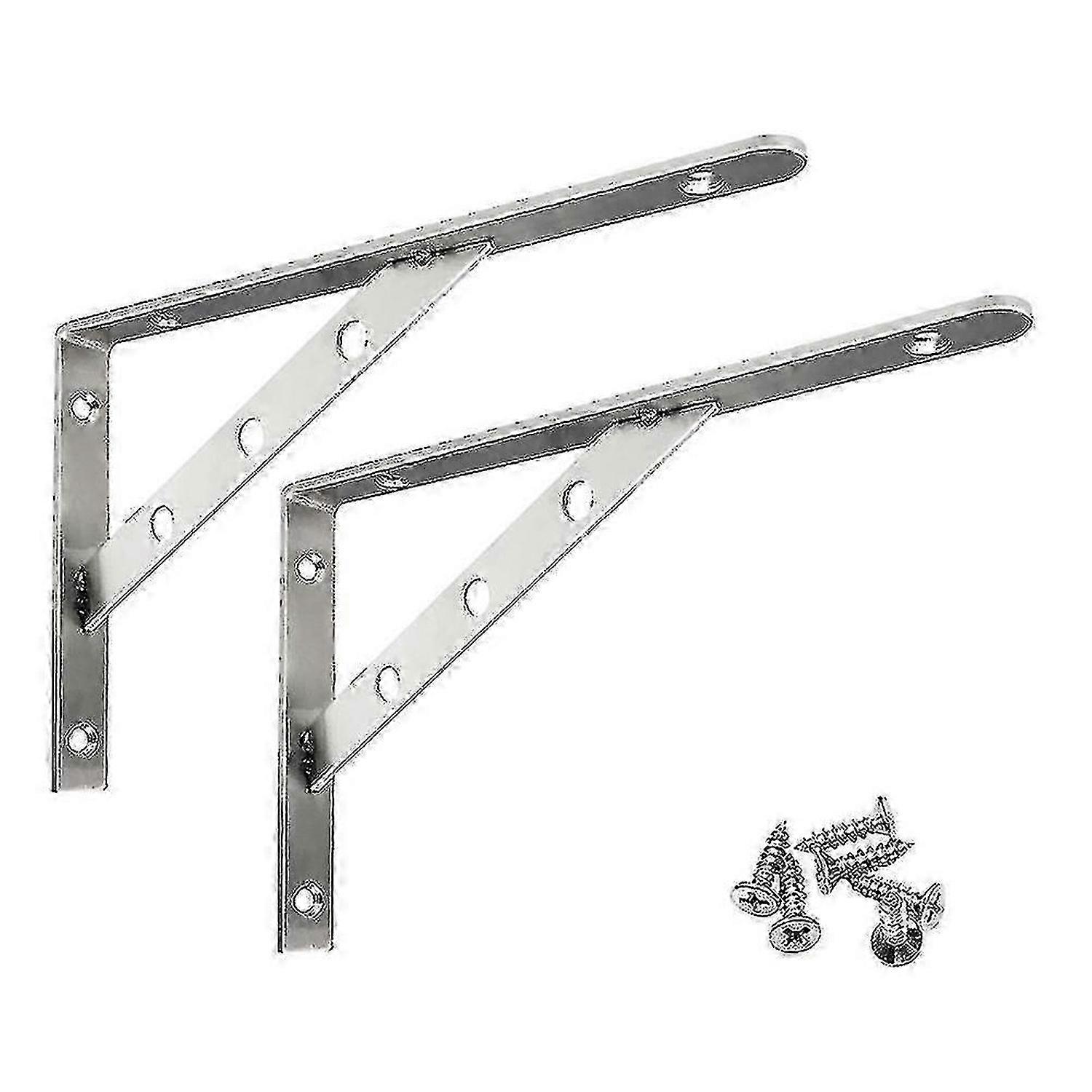 2pcs Heavy Duty Stainless Steel Shelf Bracket Frame, Triangle Wall Mount Support for Floating Shelves, Rustproof Bench Table Support