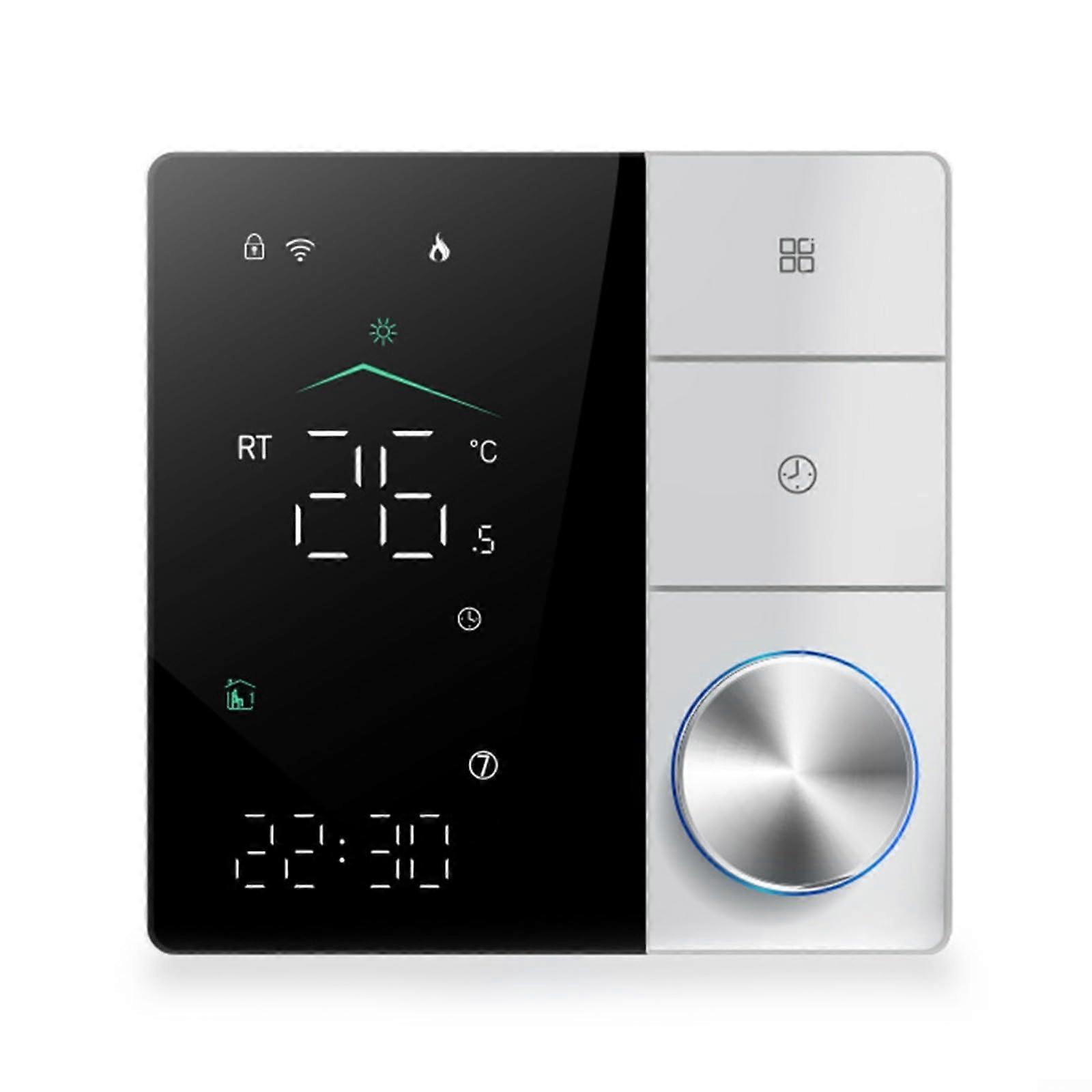 Smart WiFi Thermostat Compatible with Alexa, 5+2 Programmable Schedule, App Control, 0.5°C Accuracy, White Black