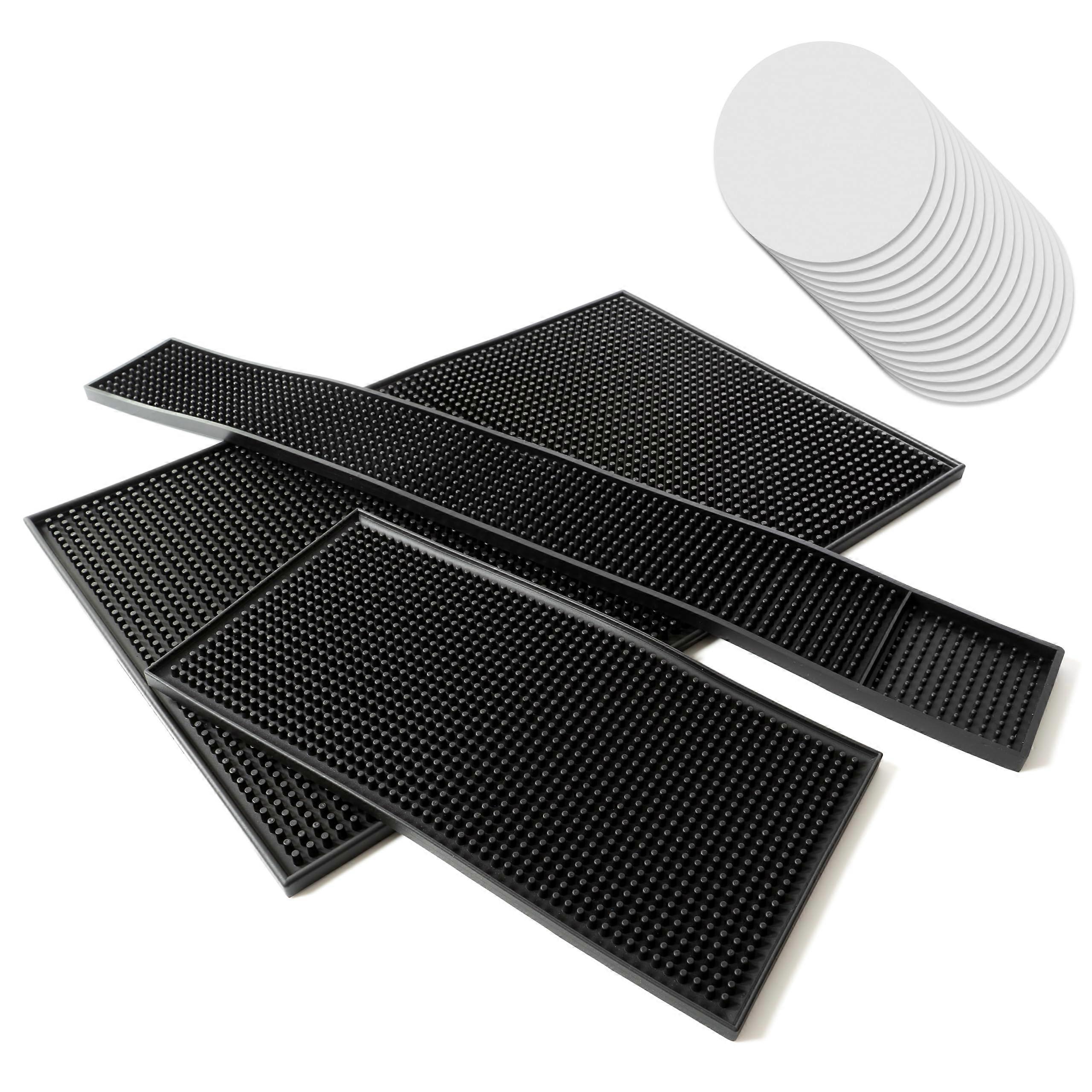 Rubber Bar Mat Set 3 Pack  Thick Durable NonSlip Spill Control for Bar Kitchen Glass Drying
