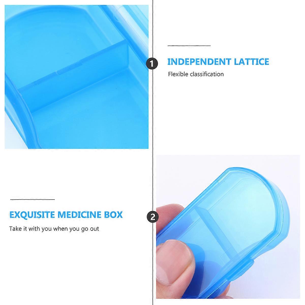 Blue Travel Container Pill Case for Medicine Organization 4Pcs Plastic