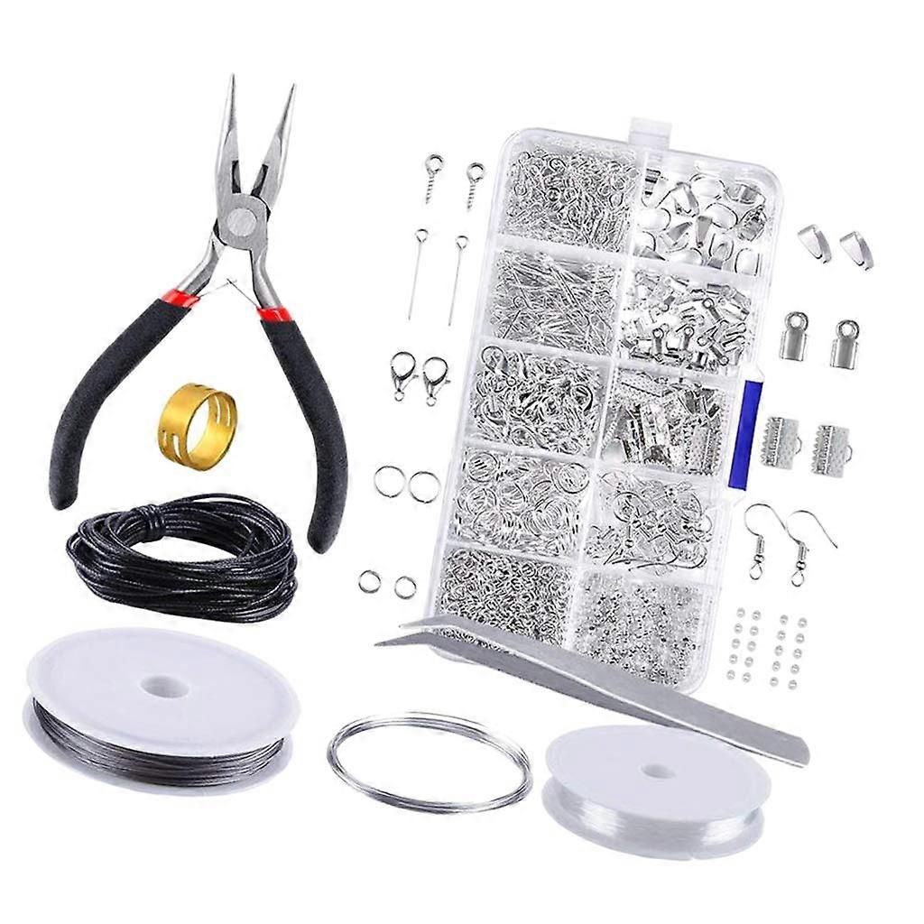 Complete Jewelry Making Kit with Tools and Findings, Beading Starter Set for Beginners, 10 Grid Box