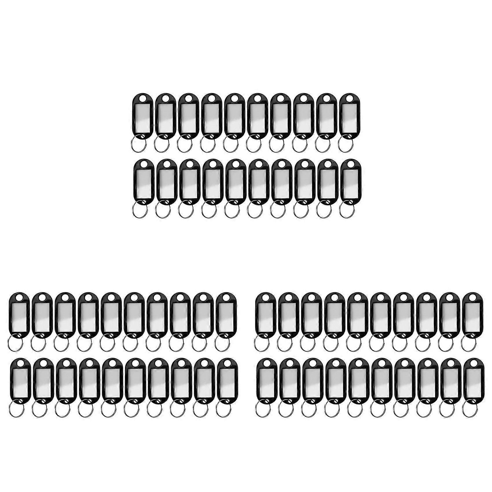 60 Pcs Assorted Key ID Label Tags Split Ring Keyring Keychain (Black)