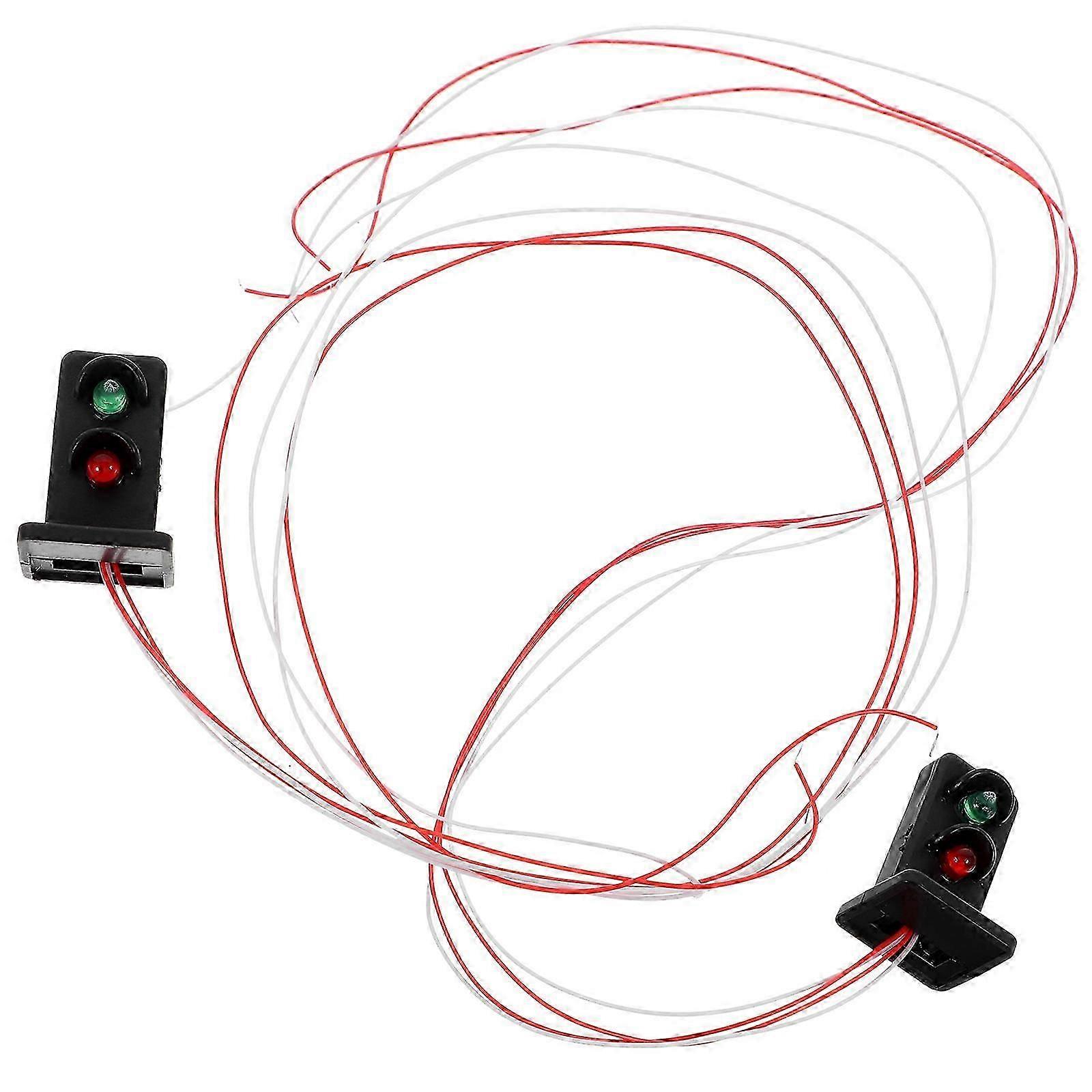 2pcs Mini Railroad Traffic Light Model for Sand Table DIY Train Layouts