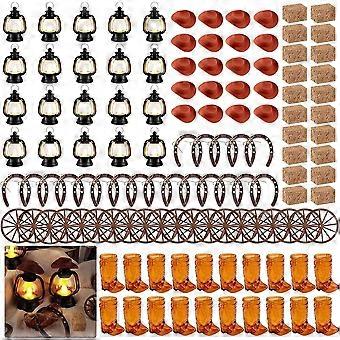 120Pieces Western Theme Party Centerpiece Cowboy Party Decor with Wagon Wheel for Western Birthday Wedding Country Decor