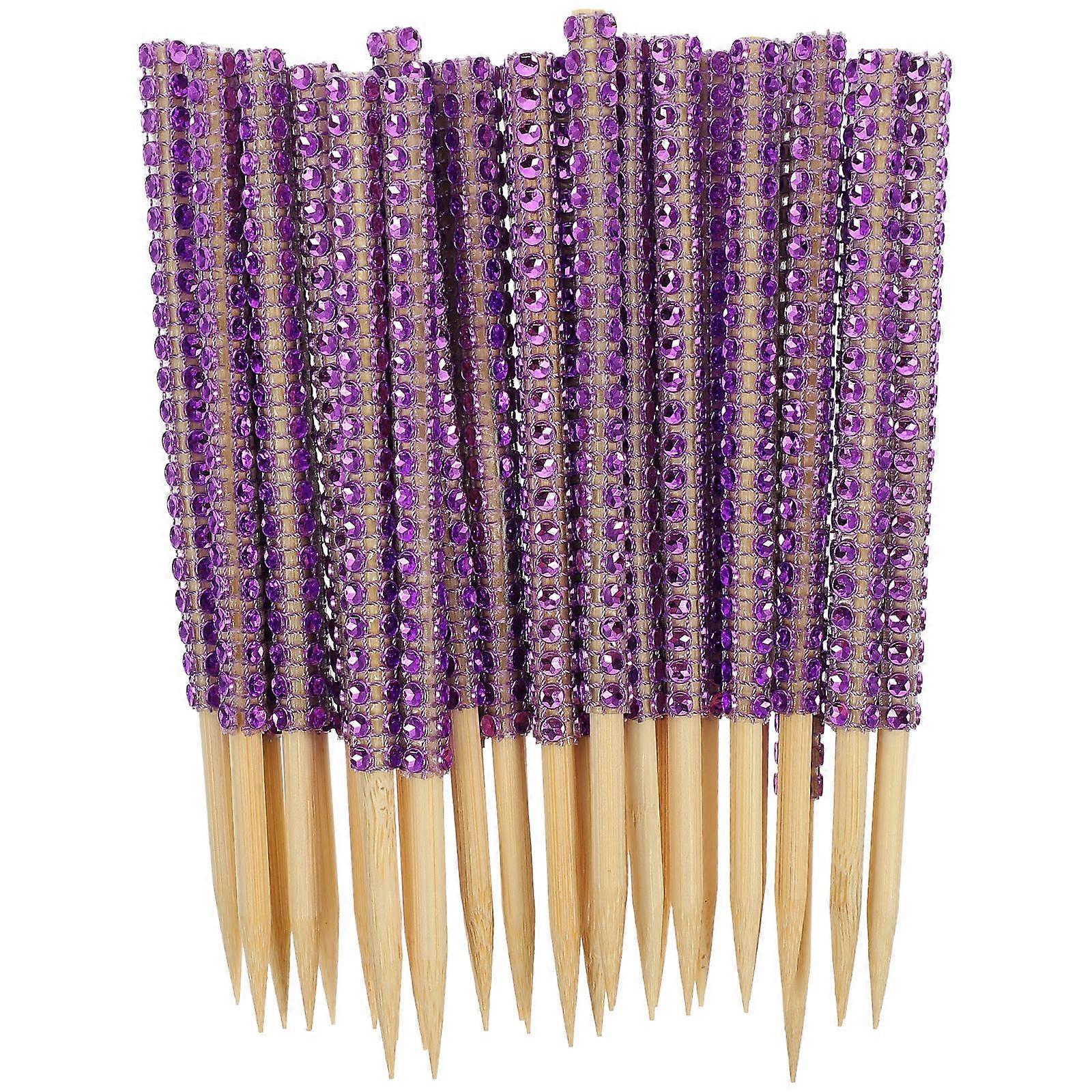 Bamboo Sticks Candy Picks for Decoration Use 30Pcs Violet
