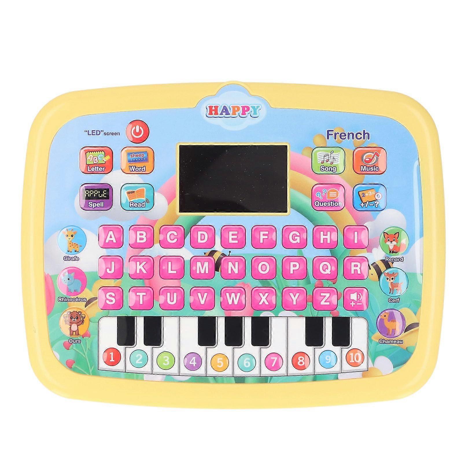 French Learning Tablet with Interactive LED Screen and Fun Language Games for Kids, Yellow