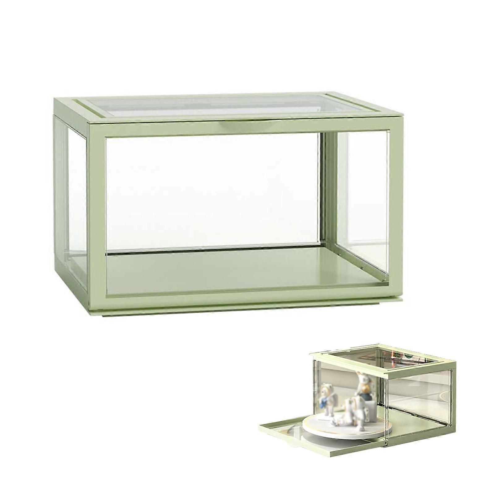 Green Acrylic Display Case with Magnetic Door Closure, Dustproof Stackable Storage Showcase