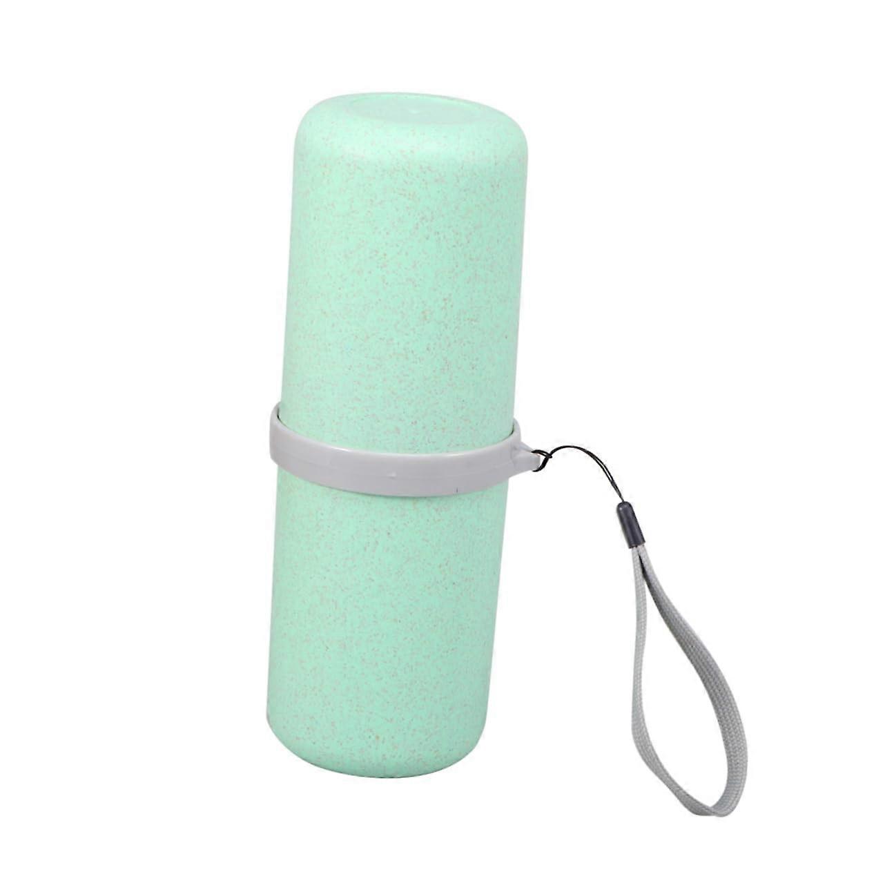 Wheat Straw Travel Toothbrush Case with Separate Storage, Lightweight Toothpaste Holder Cup