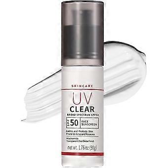 Mineral Sunscreen SPF 50 Face, Zinc Oxide Sunscreen for Acne Prone Skin Sensitive Skin, Soothing Sun Cream SPF 50, UV Clear Broad-Spectrum, Lightweigh