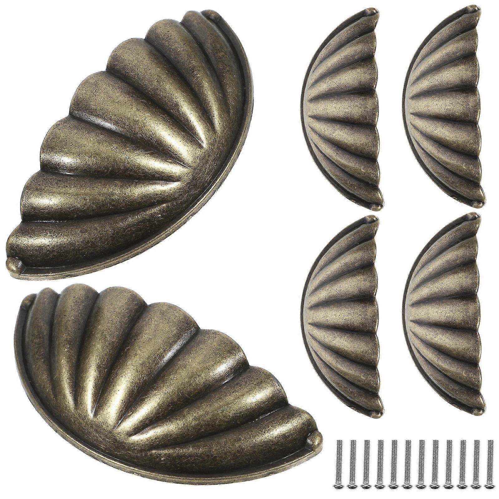 6pcs Shell Designed Knobs Vintage Drawer Knobs Decorative Cabinet Handles