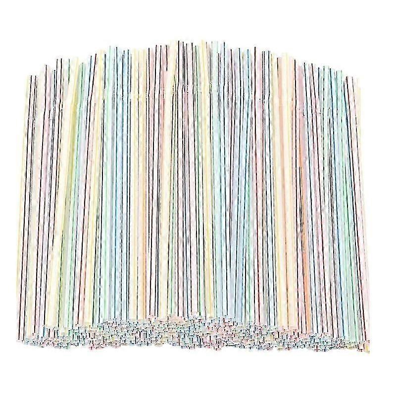 500 unidades de canudos de plástico flexíveis e coloridos de 20 cm (8 polegadas)