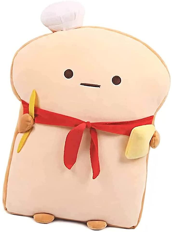 Toast Rectangular Plush Pillow, Bread Shape Plush Throw Pillow with Red Scarf, Soft Toast Food Sofa