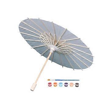 Weißer Papierschirm mit Pinselfarbe zum Selbermalen, handgefertigter chinesischer Papierschirm mit Holzgriff