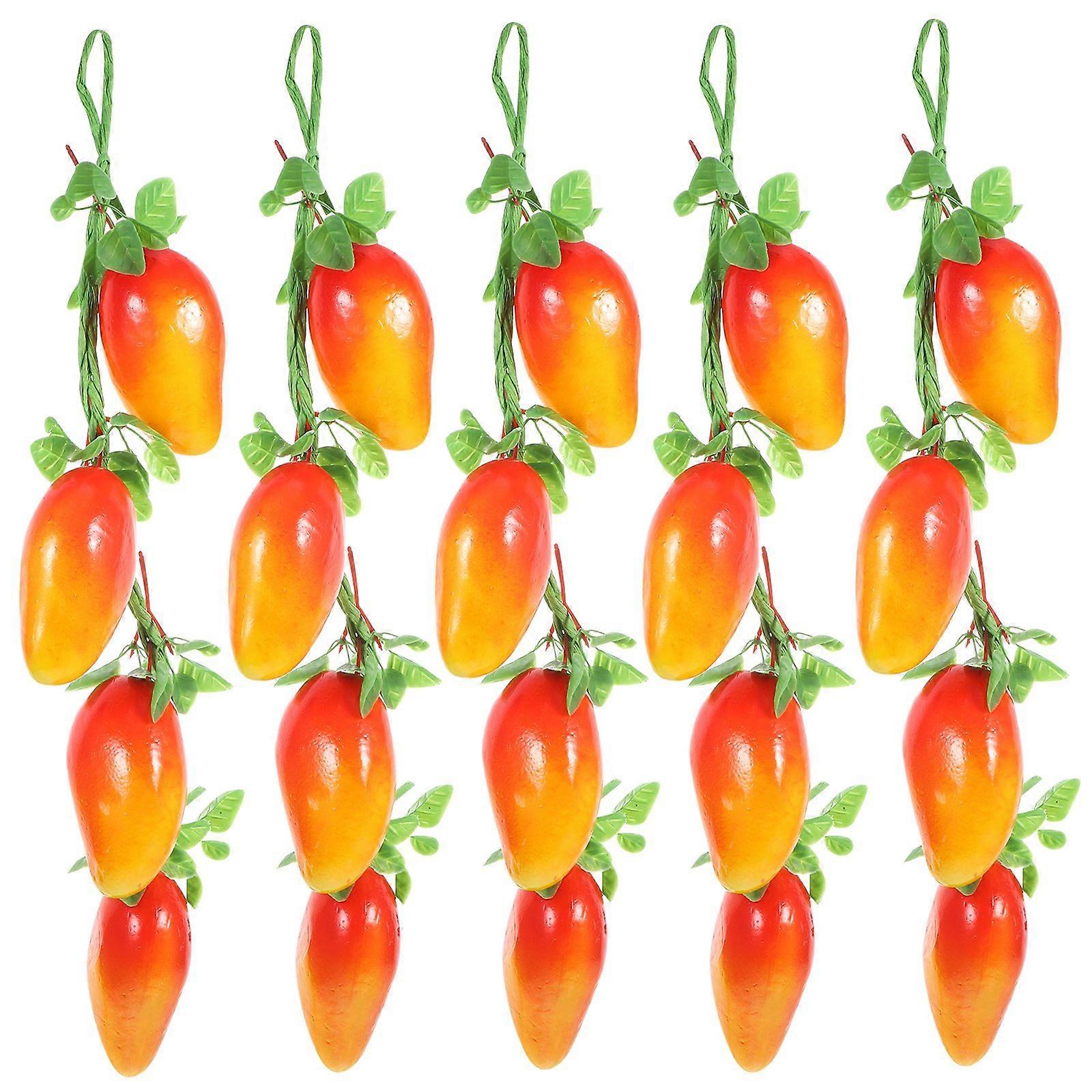 5pcs Simulated Mango Strings Artificial Mango Hanging Fruit String Farmhouse Multi