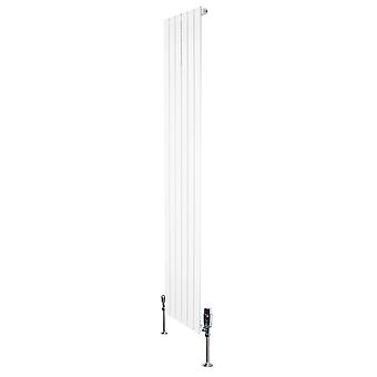 Flat Single Column Radiator 1800mm x 420mm & TRV Chrome Valves Modern Designer Single Panel Central