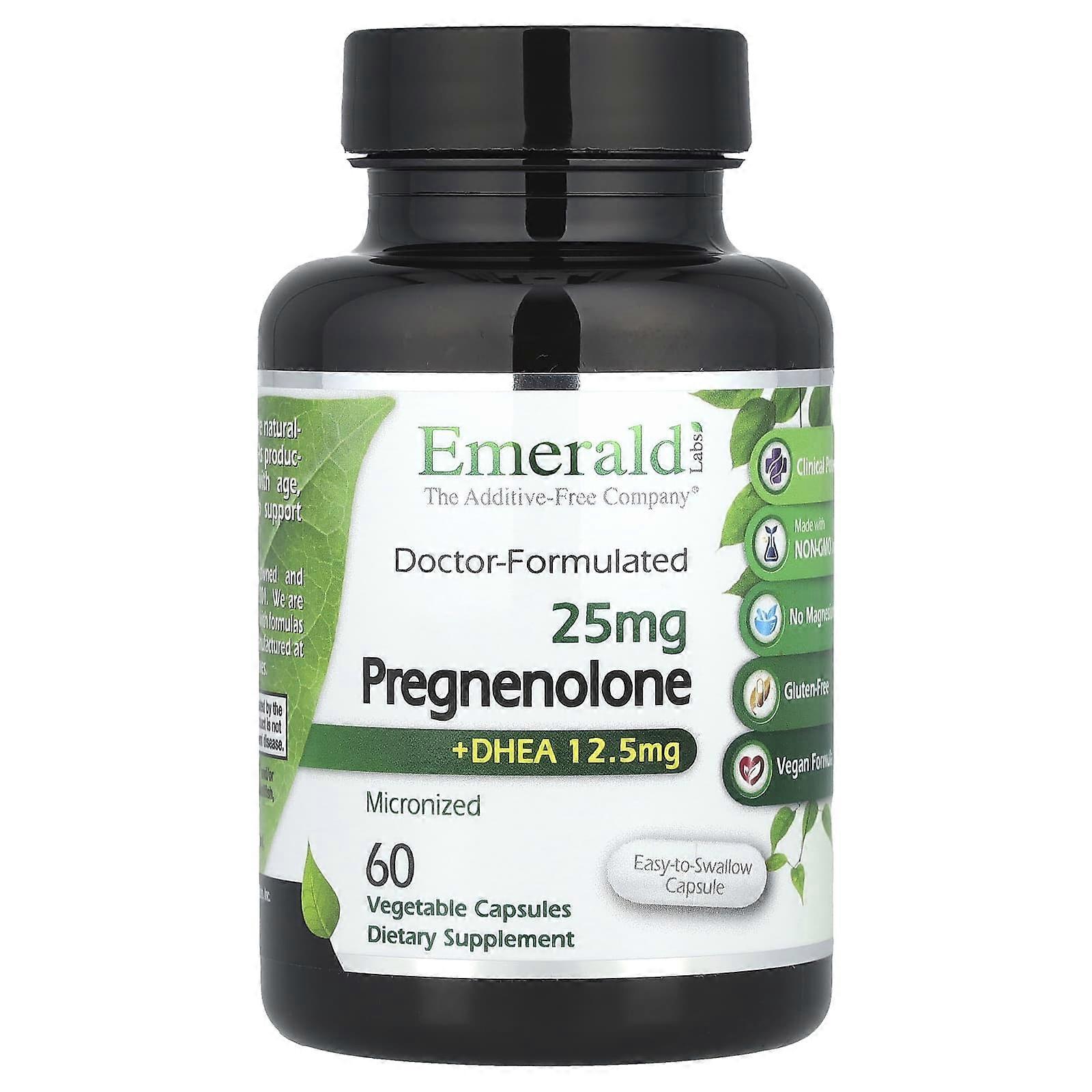 Emerald Laboratories, Pregnenolone + DHEA, 60 Vegetable Capsules, 2-Pack