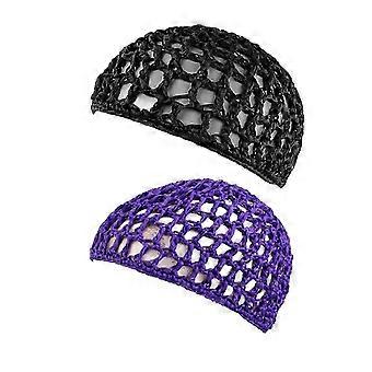 2 bonnets de nuit en fil épais crocheté élastique ajouré en filet multi-usage