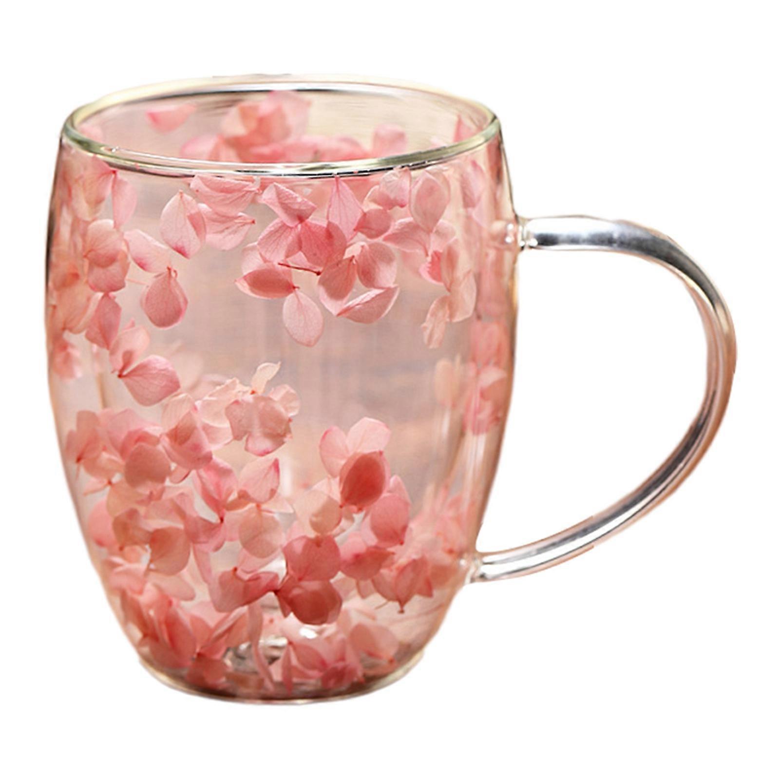 Double Wall Heat Insulation Coffee Mug - Flower Pattern Tea Latte Cup