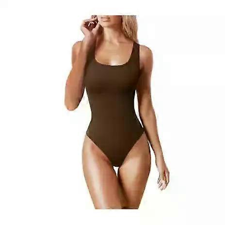 tuta intera aderente da donna con scollo basso e senza maniche