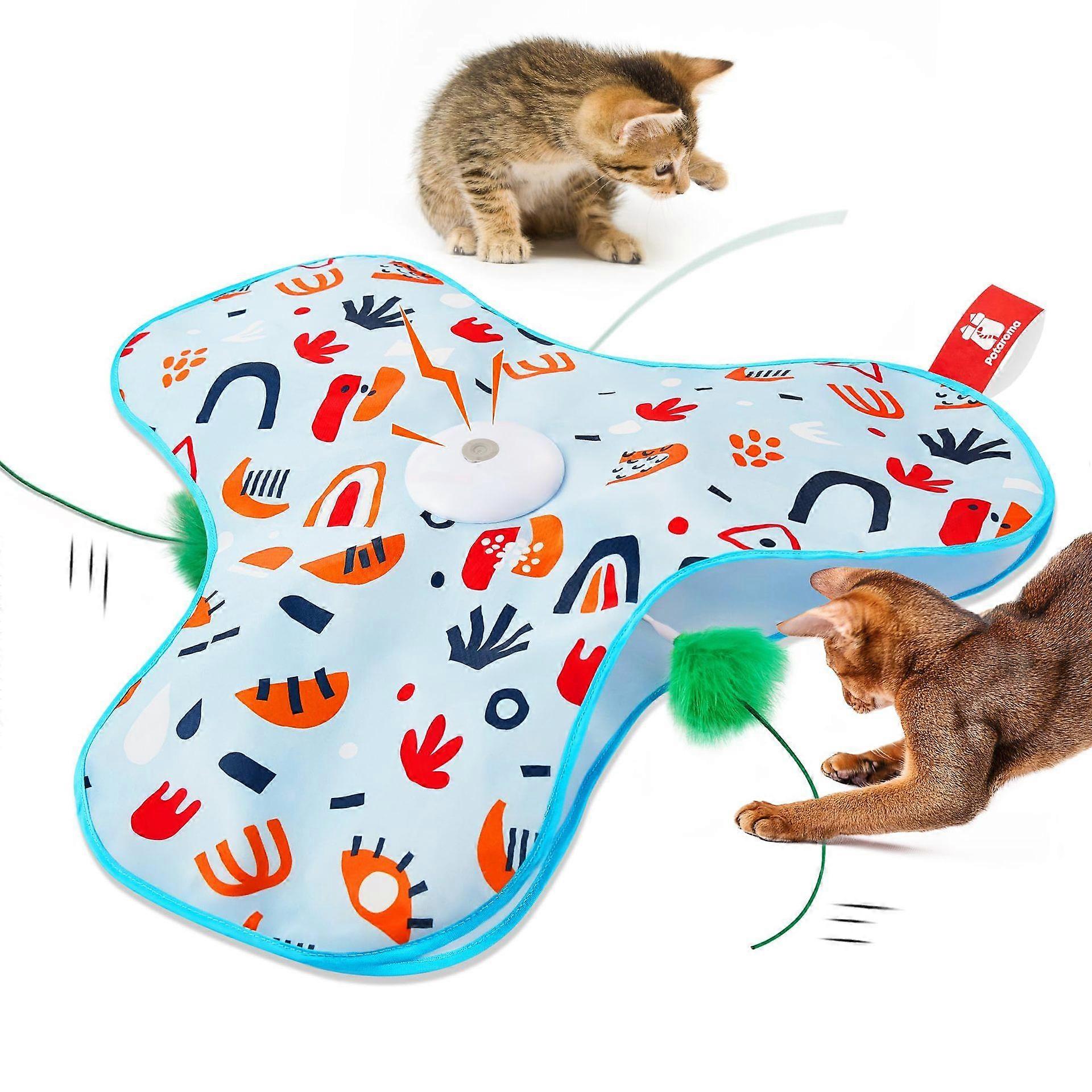 Interactive Cat Toys Rechargeable,Moving Concealed Feathers,Real Mouse