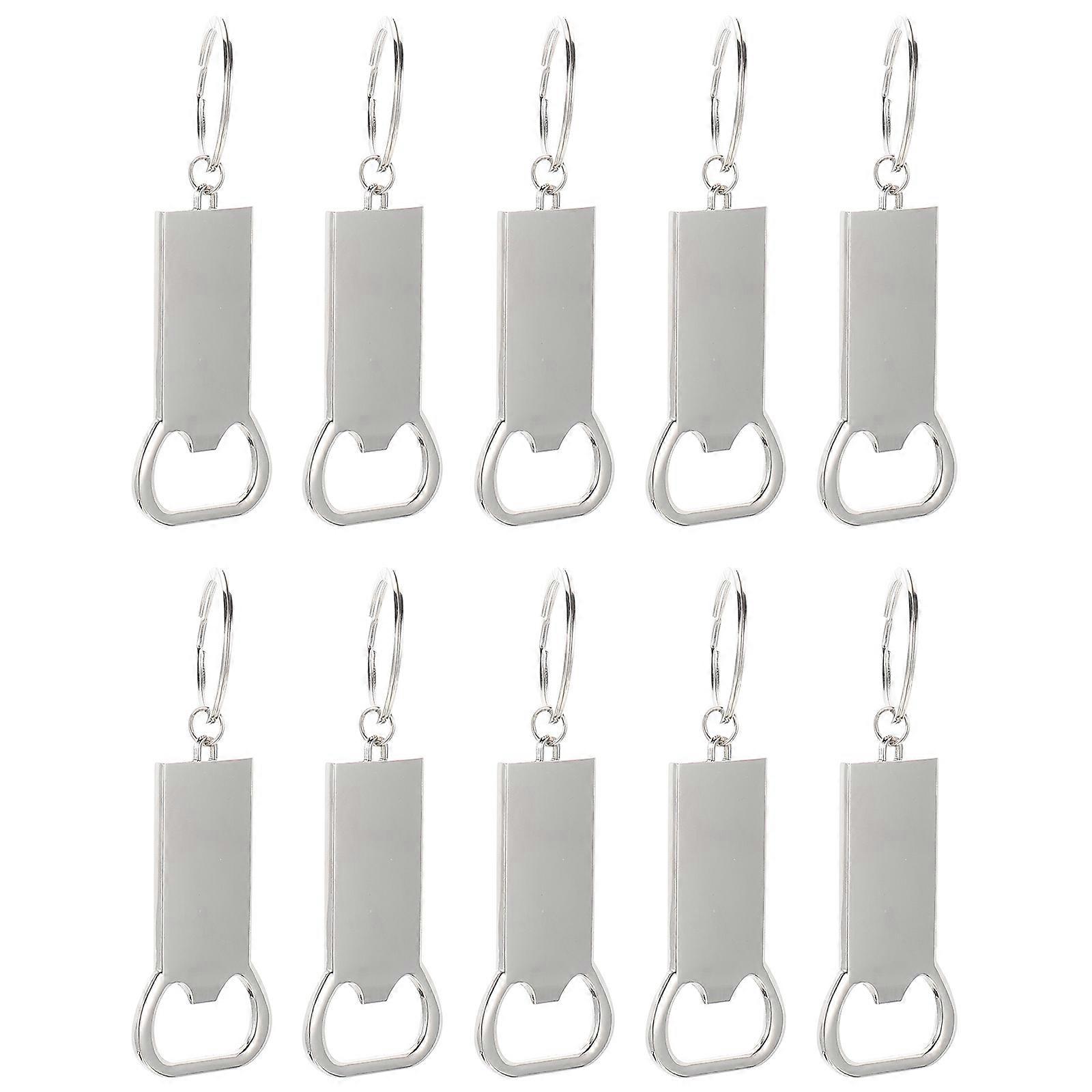 10Pcs Decorative Beer Openers Delicate Blank Keychains Multi-function Key Chains Key Accessory