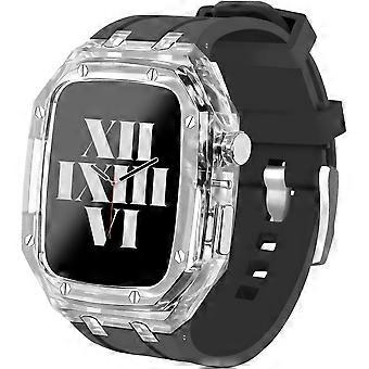 Clear Protective Case 44mm 45mm with Shockproof Silicone Band for Apple Watch Series 9 8 7 6 SE