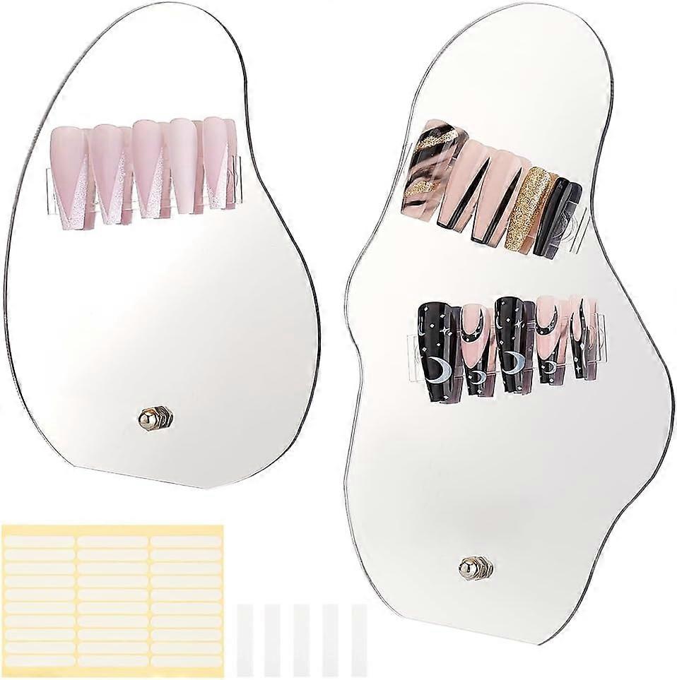2 Sets Nail Display Stand Nail Art Display Board False Tips Sample Display Acrylic Mirror Practice Board making kit
