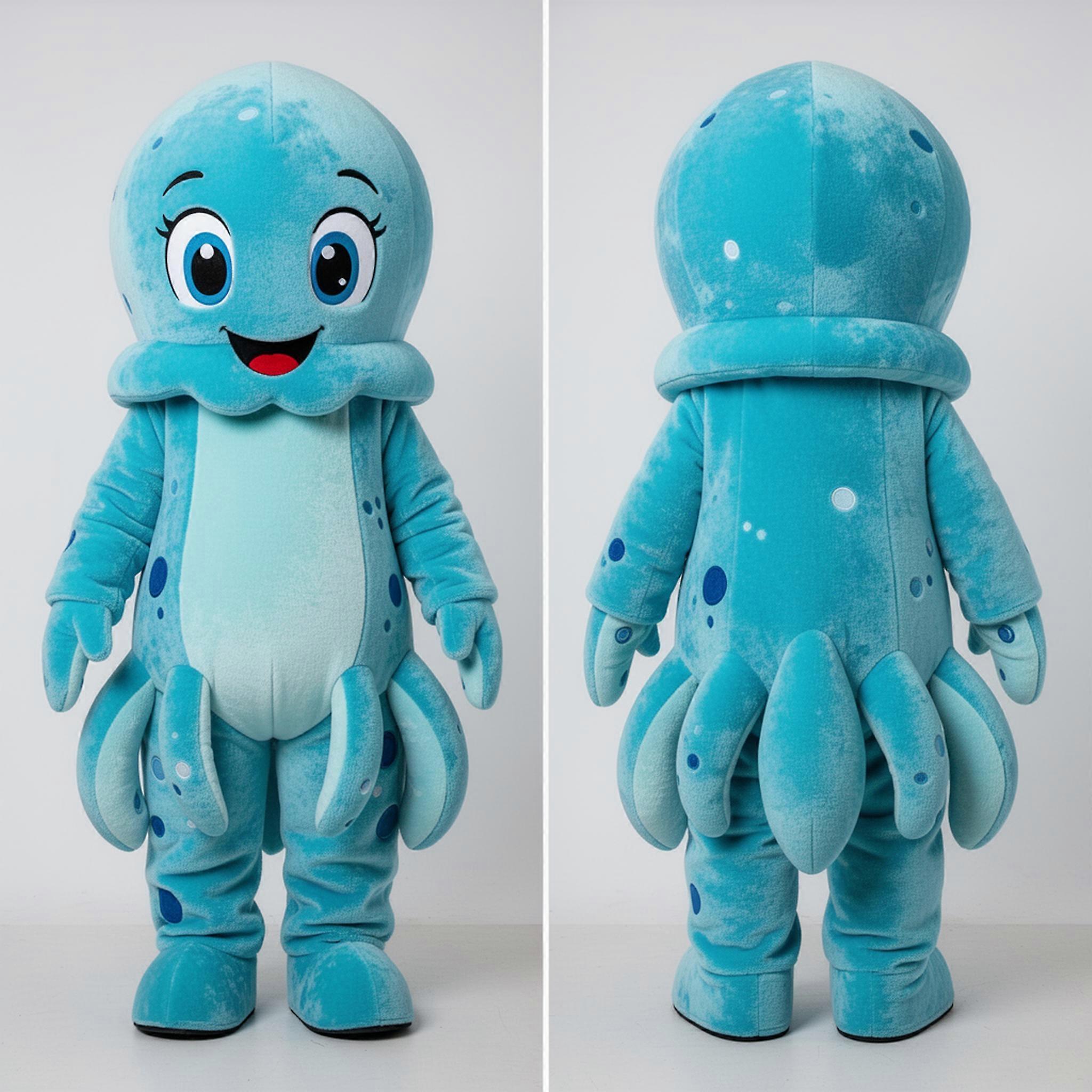 MASTICOT Cyan Velvety Squid Mascot