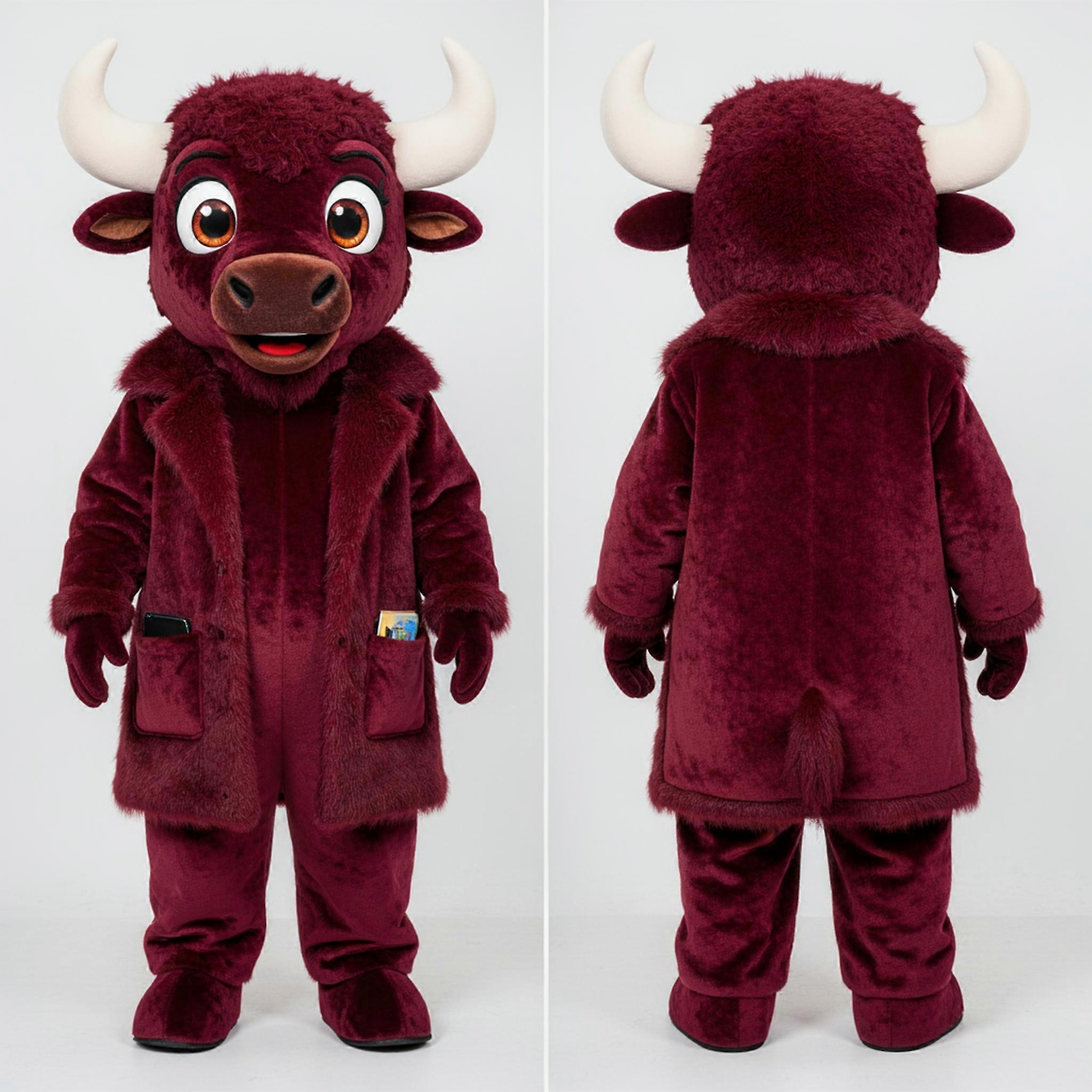 MASTICOT Maroon Cartoon Bison Mascot